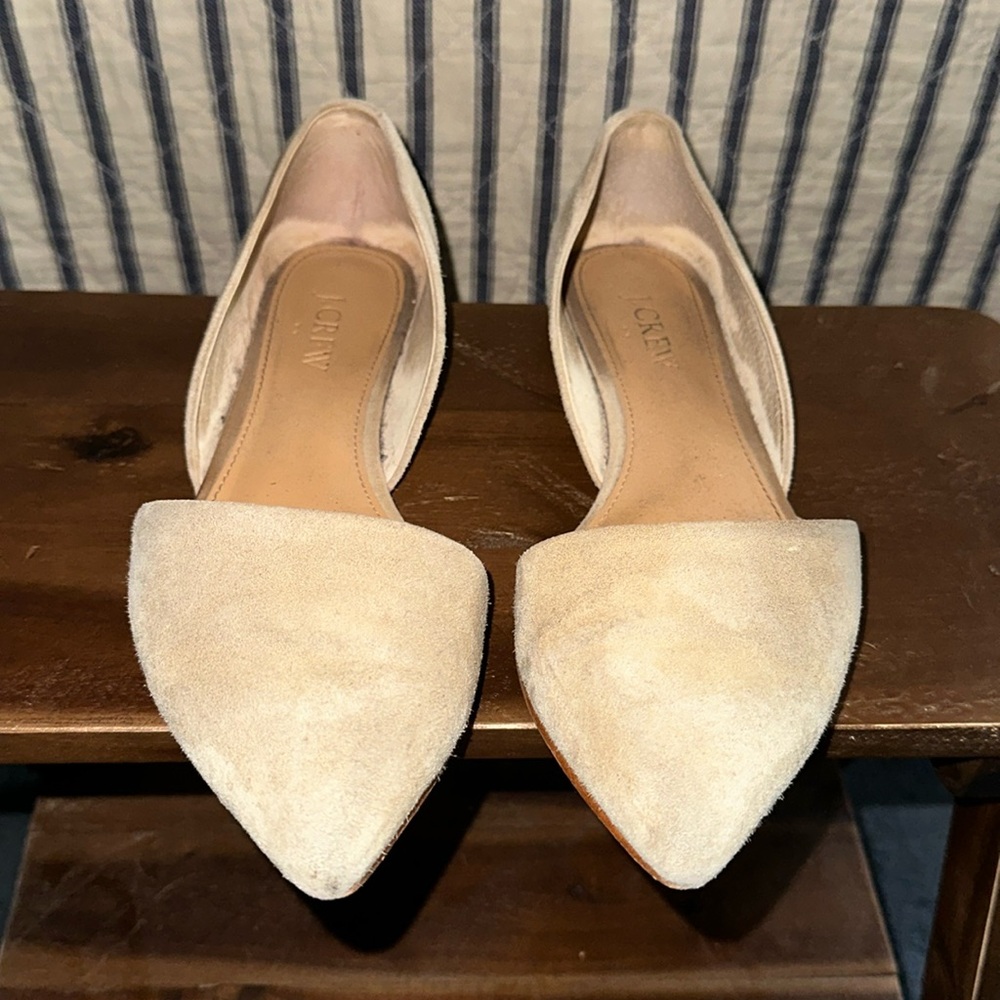 GUC J Crew D’orsay flats cream suede size 6 1/2 some wear